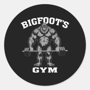 Bigfoot Gym Funny Sasquatch Bodybuilding Weightlif Classic Round Sticker