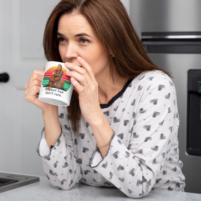 Bigfoot Hair Don't Care Sasquatch Funny 15oz Coffee Mug (Creator Uploaded)