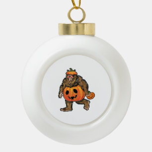 Bigfoot Halloween Pumpkin halloween Ceramic Ball Christmas Ornament