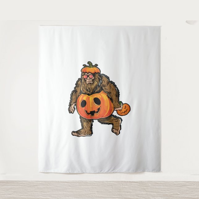 Bigfoot Halloween Pumpkin halloween Tapestry (Front)
