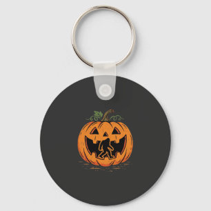 Bigfoot Halloween Pumpkin Silhouette Design_1 Key Ring
