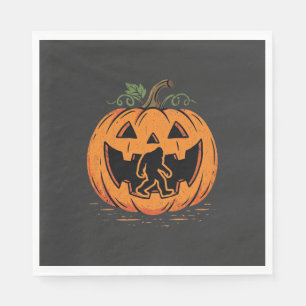 Bigfoot Halloween Pumpkin Silhouette Design_1 Napkin