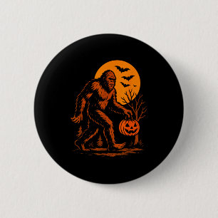 Bigfoot Halloween Sasquatch Jack O Lantern  6 Cm Round Badge