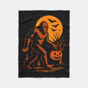 Bigfoot Halloween Sasquatch Jack O Lantern  Fleece Blanket