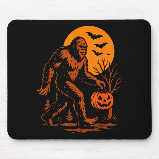 Bigfoot Halloween Sasquatch Jack O Lantern  Mouse Pad (Front)