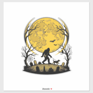 Bigfoot Halloween Shirt Full Moon Dog Walk_1