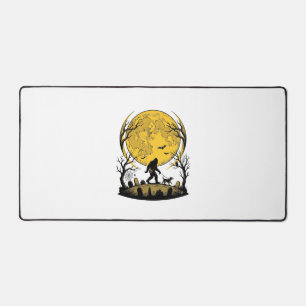 Bigfoot Halloween Shirt Full Moon Dog Walk_1 Desk Mat