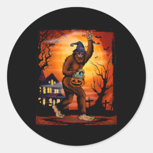 Bigfoot Halloween Trick Or Treat Rock On Sasquatch Classic Round Sticker