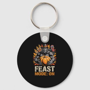 Bigfoot Halloween Turkey Autumn Leaves Thanksgivin Key Ring