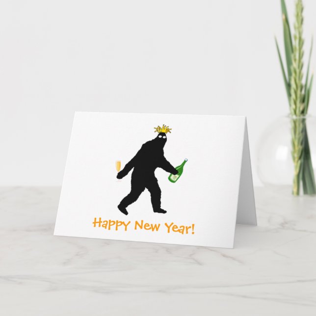Bigfoot Happy New Year! Holiday Card (Front)