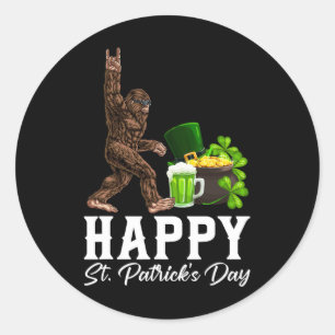 Bigfoot Happy St Patricks Day Shirt Funny Green Sa Classic Round Sticker