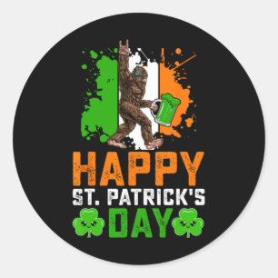 Bigfoot Happy St Patricks Day Shirt Funny Green Sa Classic Round Sticker