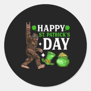 Bigfoot Happy St Patricks Day Shirt Funny Green Sa Classic Round Sticker