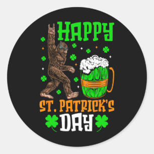 Bigfoot Happy St Patricks Day Shirt Funny Green Sa Classic Round Sticker