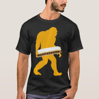 Bigfoot Harmonica Sasquatch Harpist French Harp Pl T-Shirt