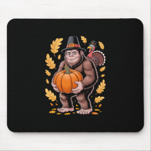 Bigfoot Hat Carrying Pumpkin With Turkey Autumn Le Mouse Pad