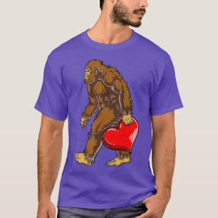 Bigfoot Heart Funny Valentines Day Men Love T-Shirt