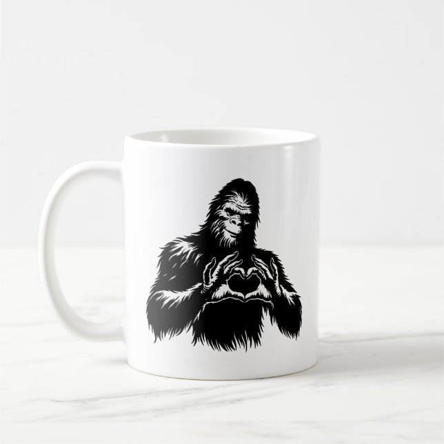 Bigfoot Heart Hands Coffee Mug (Left)