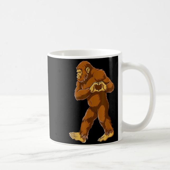 Bigfoot Heart Hands Funny Sasquatch Lover Valentin Coffee Mug (Right)