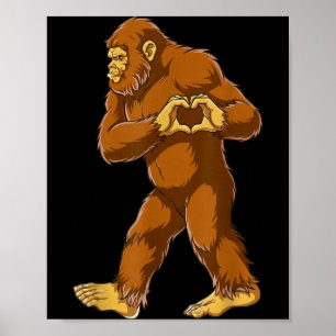 Bigfoot Heart Hands Funny Sasquatch Lover Valentin Poster