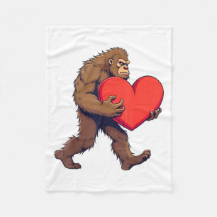 Bigfoot Heart Happy Valentines Day Love Sasquatch Fleece Blanket