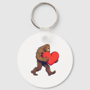 Bigfoot Heart Happy Valentines Day Love Sasquatch Key Ring