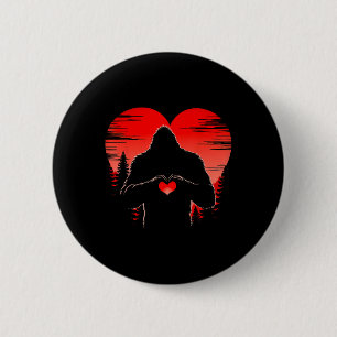 Bigfoot Heart Valentines Day Boys Girls Kids Love 6 Cm Round Badge