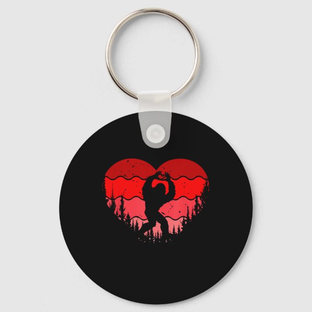 Bigfoot Heart Valentines Day Boys Girls Kids Love  Key Ring (Front)