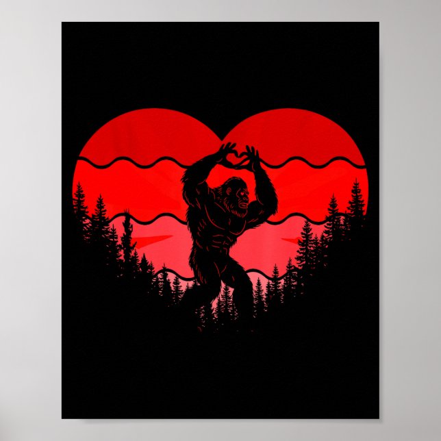 Bigfoot Heart Valentine's Day Boys Girls Kids Love Poster (Front)