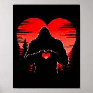 Bigfoot Heart Valentines Day Boys Girls Kids Love  Poster