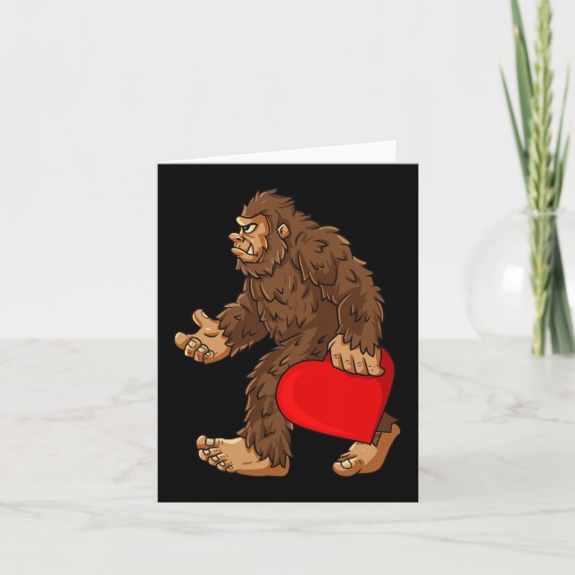 Bigfoot Heart Valentine's Day Boys Girls Kids Sasq Card (Front)