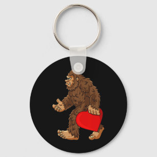 Bigfoot Heart Valentine's Day Boys Girls Kids Sasq Key Ring
