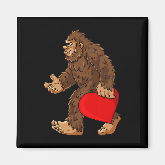 Bigfoot Heart Valentine's Day Boys Girls Kids Sasq Magnet (Front)