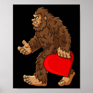Bigfoot Heart Valentine's Day Boys Girls Kids Sasq Poster