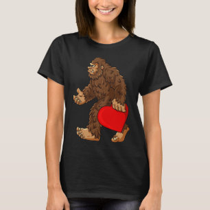 Bigfoot Heart Valentine's Day Boys Girls Kids Sasq T-Shirt