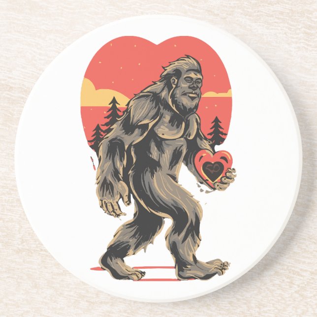 bigfoot heart valentines day coaster (Front)