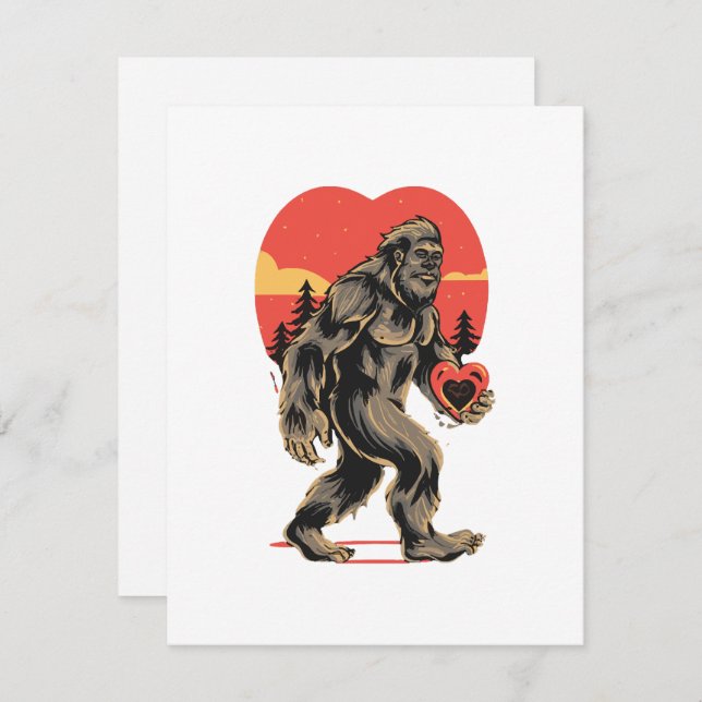 bigfoot heart valentines day enclosure card (Front/Back)