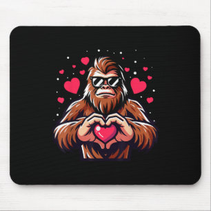 Bigfoot Heart Valentines Day Funny Sasquatch Boys Mouse Pad
