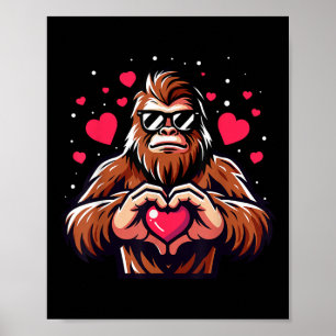 Bigfoot Heart Valentines Day Funny Sasquatch Boys  Poster
