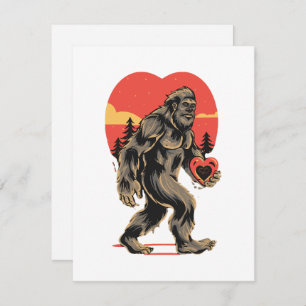 bigfoot heart valentines day holiday card