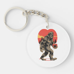 bigfoot heart valentines day key ring