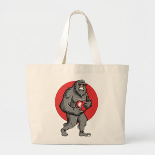 bigfoot heart valentines day large tote bag