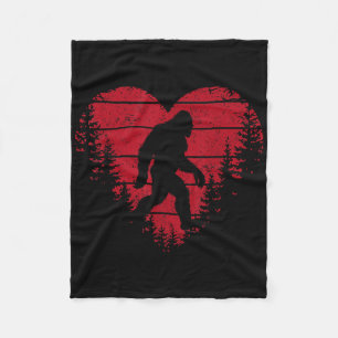 Bigfoot Heart Valentines Sasquatch Love Forest Men Fleece Blanket