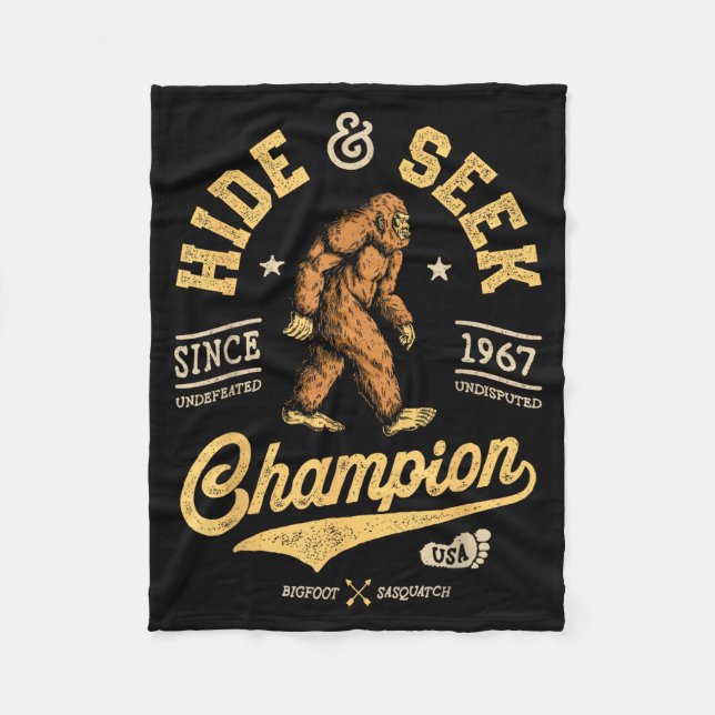 Bigfoot Hide And Seek Chamon Funny Sasquatch Retro Fleece Blanket (Front)