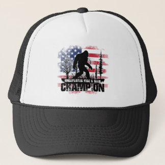 Bigfoot Hide and Seek Champion American Flag Trucker Hat