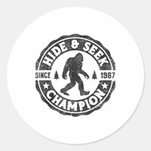 Bigfoot Hide And Seek Champion Funny Sasquatch Ret Classic Round Sticker