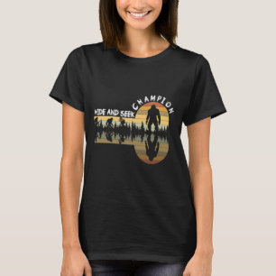 Bigfoot Hide and Seek Champion Retro Funny Graphic T-Shirt