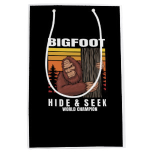 bigfoot hiding in a tree retro medium gift bag