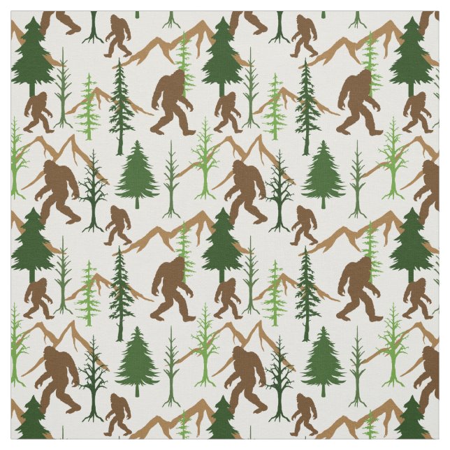 Bigfoot Hiding in the Forest Pattern Fabric (Swatch)