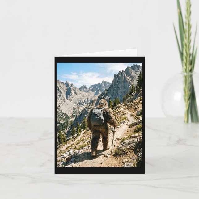 Bigfoot hiking funny sasquatch backpacking card (Front)